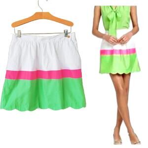 Lilly Pulitzer Mimosa Mini Skirt Scallop White Fluorescent Pink And Green Medium